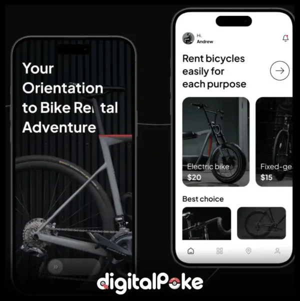 Bike Rental App Text Overlay Style | Modern UI Design Elements figma