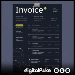 Modern Invoice Template Planners in Blue & Yellow | Professional & Clean Design