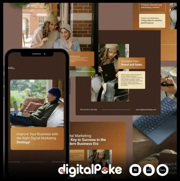Business Digital Marketing Instagram Feed & Story Figma Templates | Editable Canva Pack