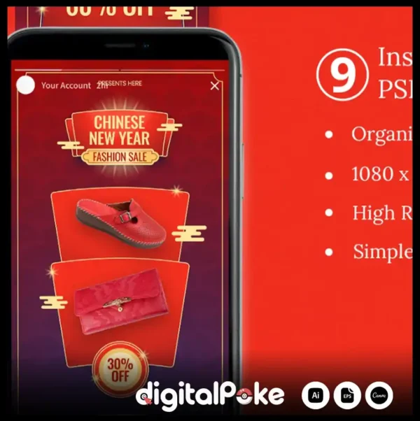 Chinese New Year Sale Instagram Story Pack | Editable Canva Templates