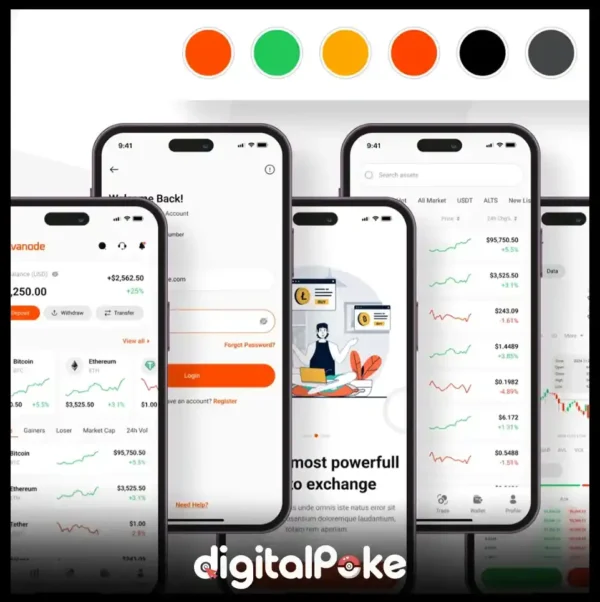 Crypto Investment Mobile App UI Kit | Modern & Clean Design System figma