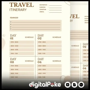 Beige Classic Travel Itinerary Planner | Elegant & Minimalist Travel Organizer