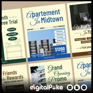 Apartment for Rent Instagram Post Pack | Canva Editable Real Estate Templates